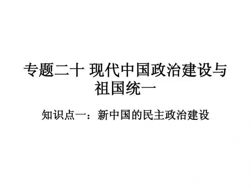专题二十 现代中国政治建设与祖国统一