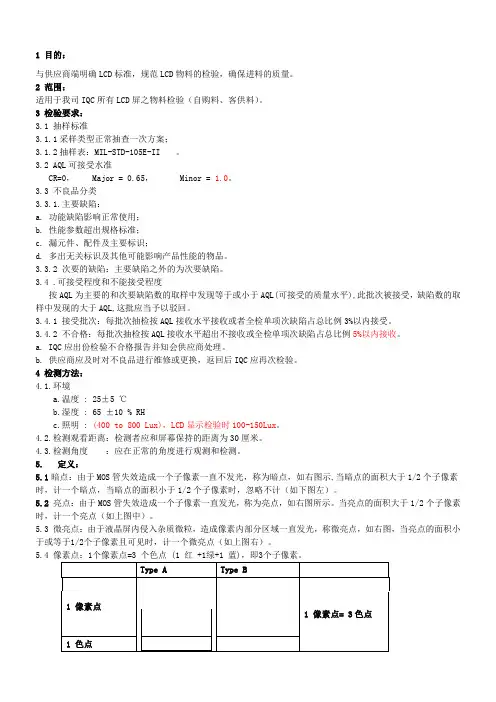 LCD检验标准