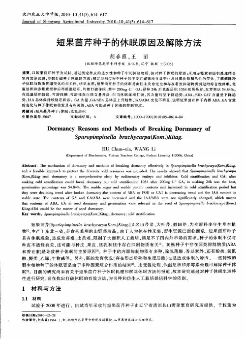 短果茴芹种子的休眠原因及解除方法