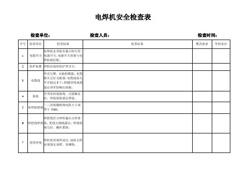 电焊机安全检查表 2