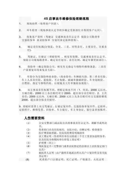 4S店车辆保险事故理赔流程和结构图正本