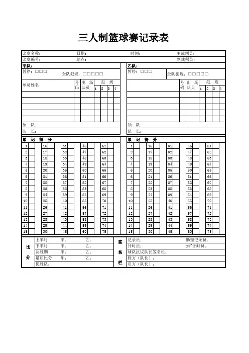 3V3篮球计分表