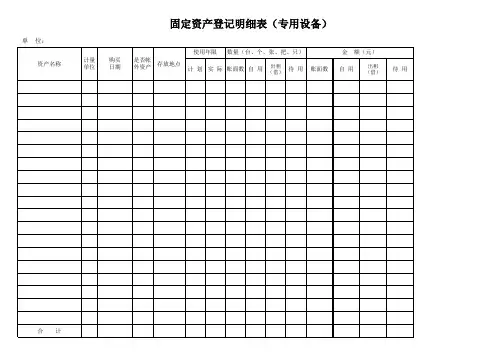 固定资产登记明细表