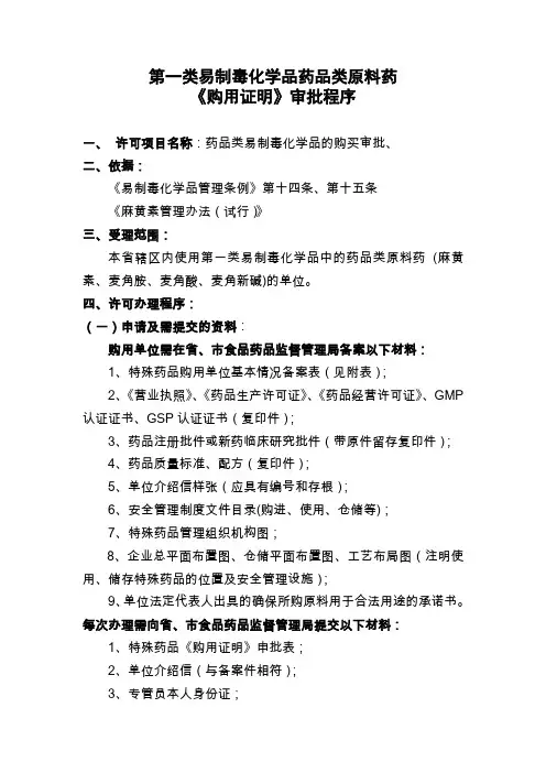 第一类易制毒化学品药品类原料药