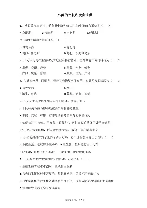 鸟类的生长和发育过程