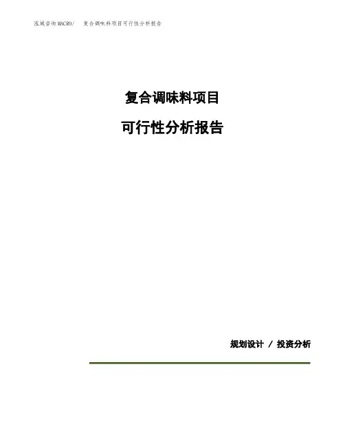 复合调味料项目可行性分析报告(模板参考范文)