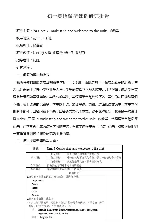 初中英语课例研究报告