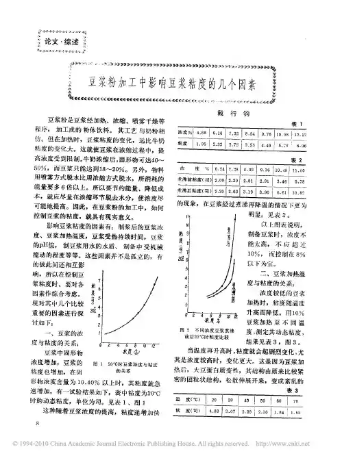 豆浆粉加工中影响豆浆粘度的几个因素