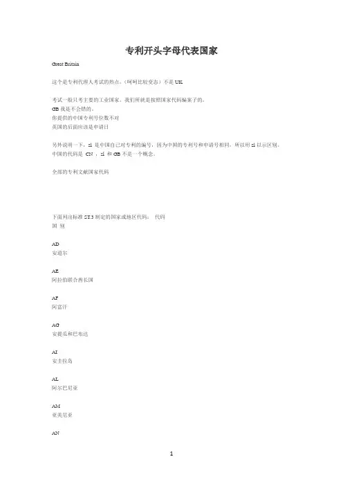 专利开头字母代表国家