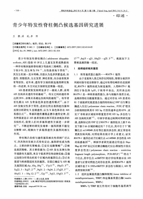 青少年特发性脊柱侧凸候选基因研究进展