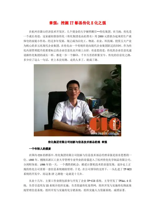 章强：挖掘IT彰显传化E化之强