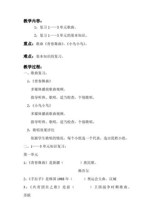 《青春舞曲》、《小鸟小鸟》