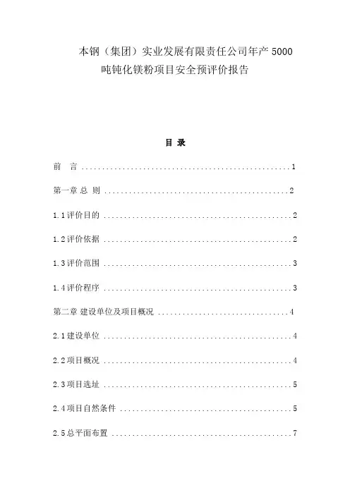 安全预评价报告书安全工程