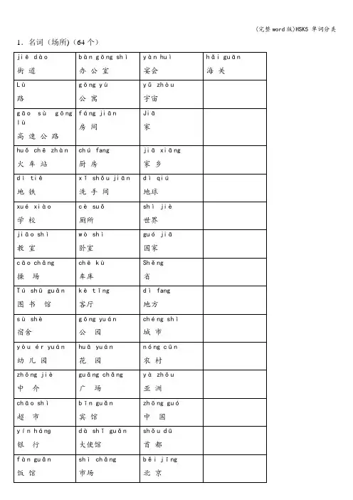 (完整word版)HSK5 单词分类