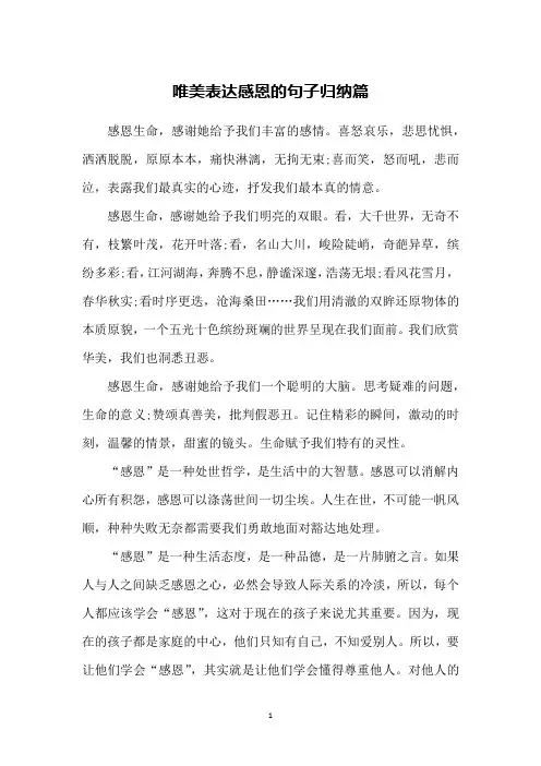 唯美表达感恩的句子归纳篇