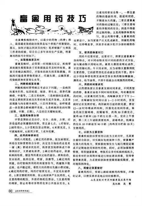畜禽用药技巧