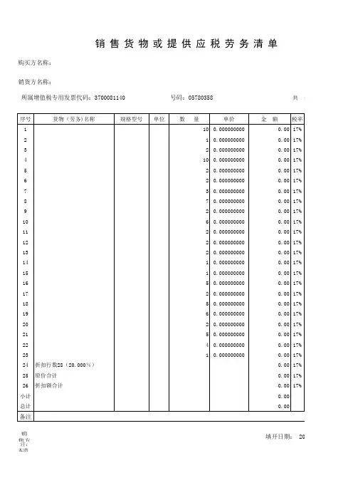 增值税销售货物或者提供应税劳务清单(模板)