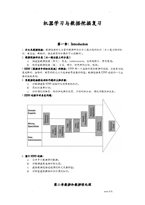 机器学习及数据挖掘复习