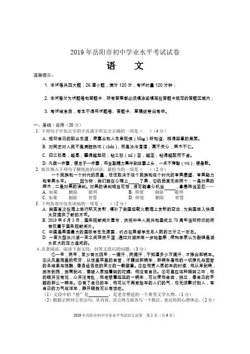 19年中考语文