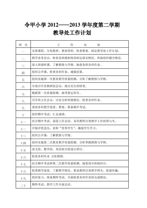 令甲小学工作计划表