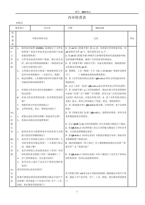 内审记录表