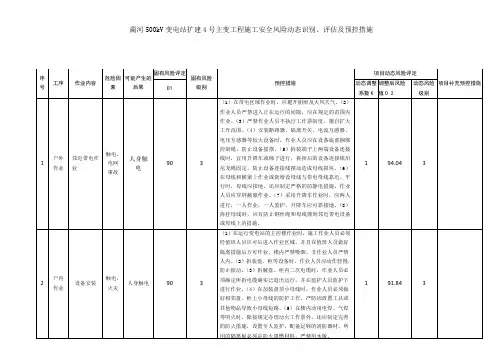 安全风险动态识别、评估及预控措施及计算公式示例