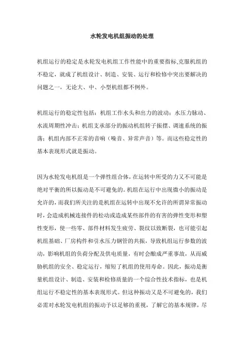 水轮发电机组振动的处理