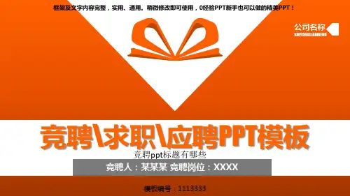 【实用】竞聘ppt标题有哪些