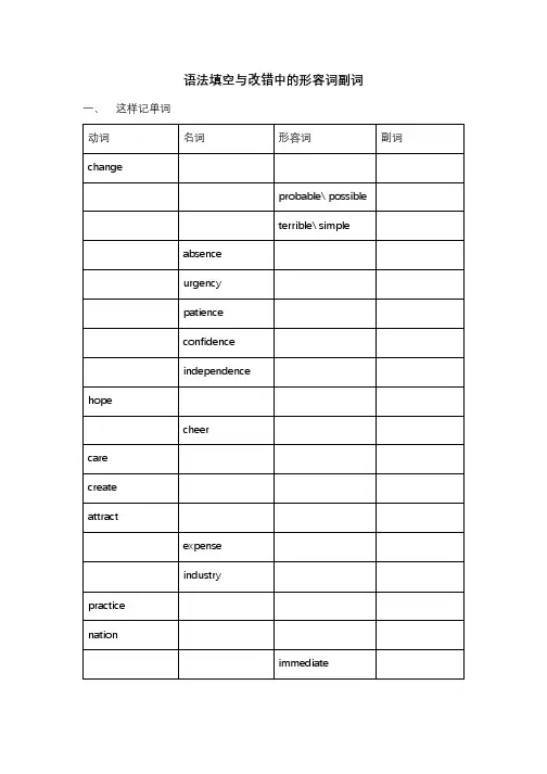 语法填空与改错中的形容词副词