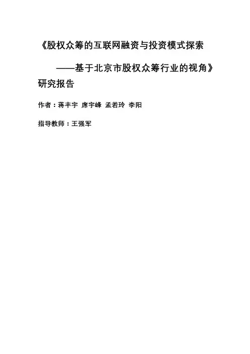 股权众筹报告