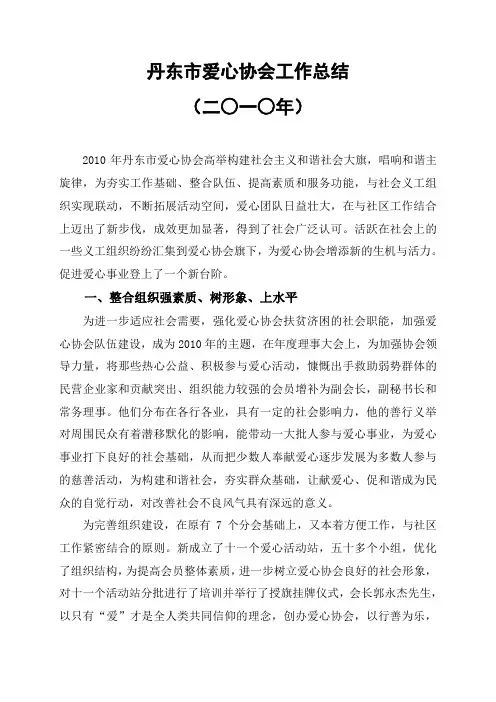 2010年爱心协会工作总结
