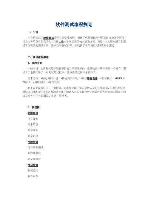 软件测试流程规划