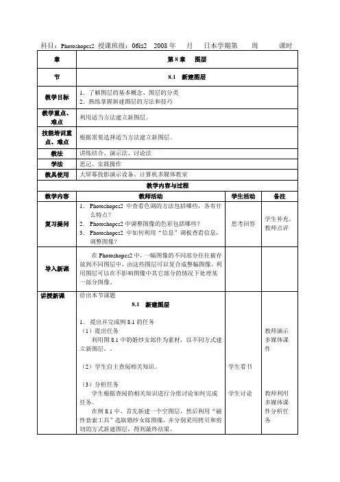 Photoshop平面设计基础与应用--第8章教案讲课稿