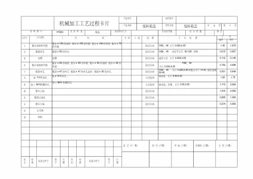 (完整版)机械加工工艺过程卡片及工序卡片模板