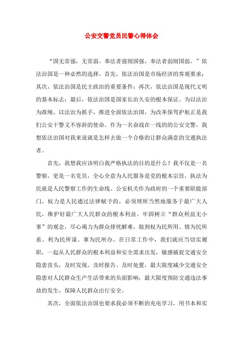 党员心得体会-公安交警党员民警心得体会