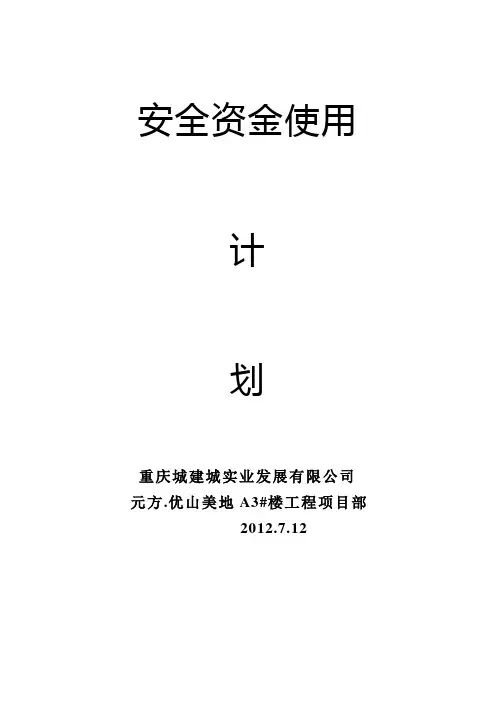 安全资金使用计划 2