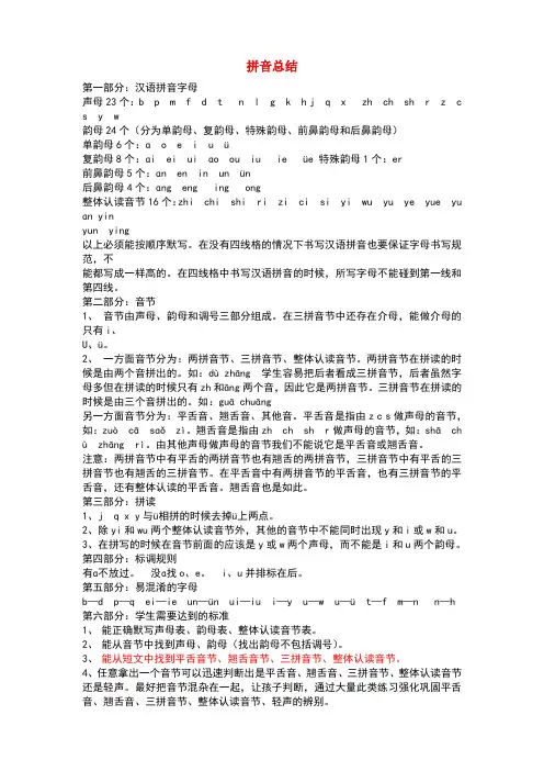 学习拼音应该掌握的知识点总结