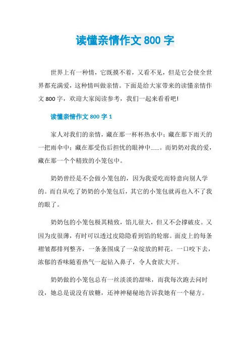 读懂亲情作文800字