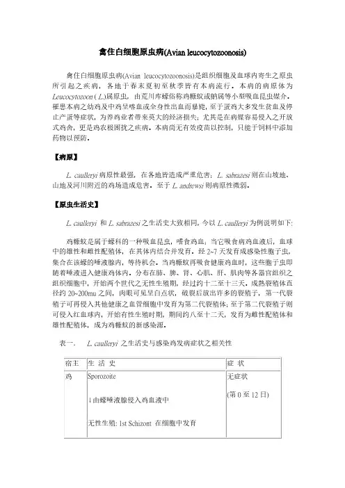 禽住白细胞原虫病(Avian leucocytozoonosis)