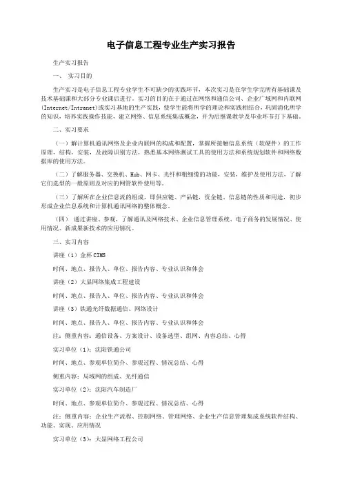 电子信息工程专业生产实习报告