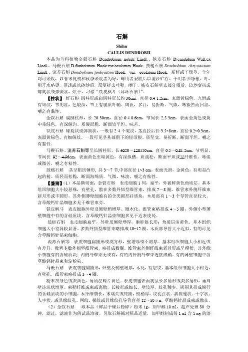 石斛质量标准的制定