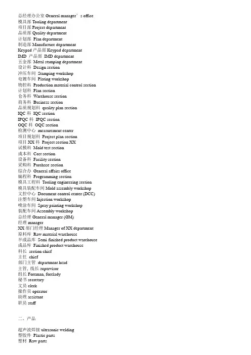 制造业常用英语学习