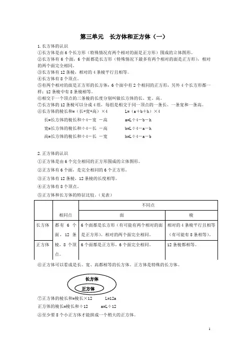 人教版小学数学五年级下第3单元知识点
