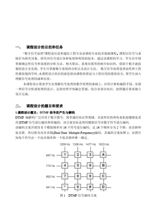 DTMF信号的产生与解码