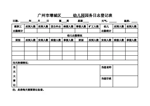 园务日志登记表