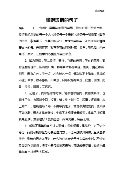 懂得珍惜的句子