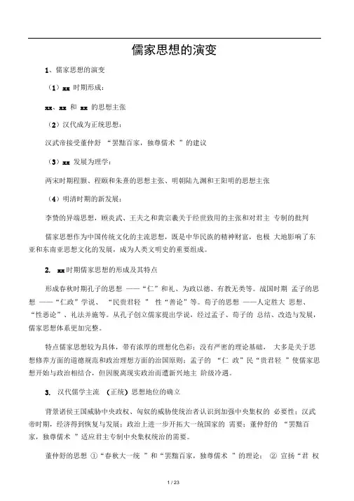 儒家思想的演变