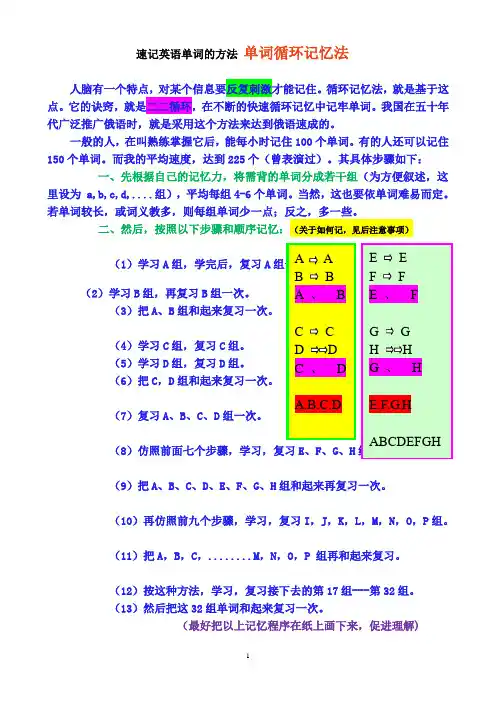速记英语单词的方法单词循环记忆法快记记牢英语单词的步骤和20种方法