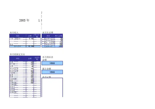 EXCEL 个人理财记录表(按年月日)