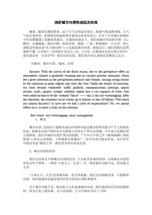 浅析城市内涝的成因及治理